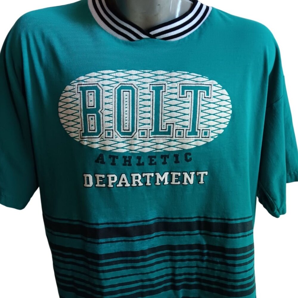 Puff Big Vintage T-shirt Mens Medium 90s Print Lightning B.O.L.T. Hip Hop Green